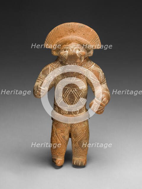 Masked Figurine with Boar Headdress, Possibly a Ocarina (Whistle), c. A.D. 1300. Creator: Unknown.