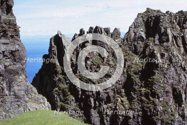 Quirang Rocks, view from The Table, Isle of Skye, Scotland, 20th century.  Artist: CM Dixon.