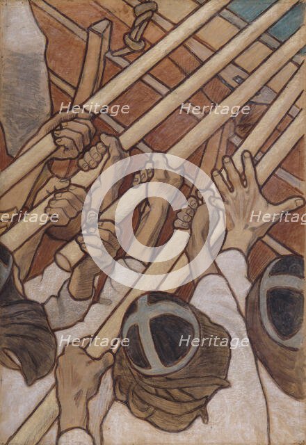 The defence of the Sampo, Sketch for the cupola frescos of the Finnish Pavilion in Paris, 1899. Creator: Akseli Gallen-Kallela.