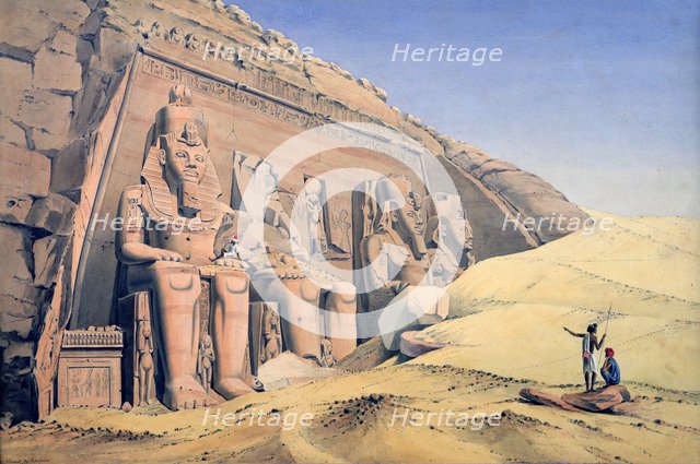 'Great Temple of Ramesses II, Abu Simbel', 1846. Artist: Louis M. A. Linant de Bellefonds,