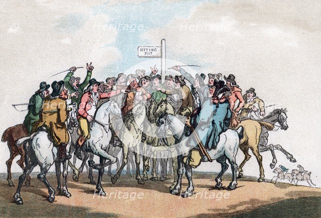 The Betting Post, Humours of Fox Hunting, 1799.Artist: Thomas Rowlandson