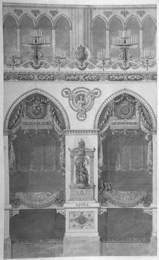 Interior Elevation with Statue of Louis II, Reims Cathedral, n.d.. Creators: Charles Percier, Pierre Francois Leonard Fontaine.