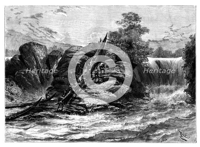 Falls at Booue, L'Ogooue, Gabon, 19th century.Artist: Coffinieres de Nordeck
