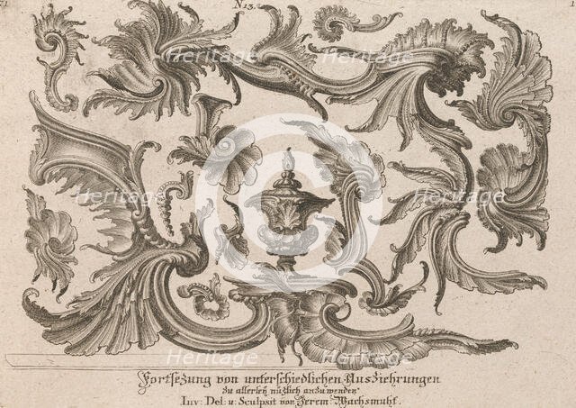 Various Designs for Rocaille Ornaments, Plate 1 from: 'Fortsezung von unter..., Printed ca. 1750-56. Creator: Jeremias Wachsmuth.