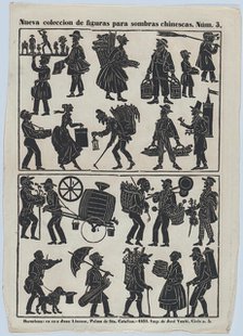 Sheet 3 of figures for Chinese shadow puppets, 1859. Creator: Juan Llorens.