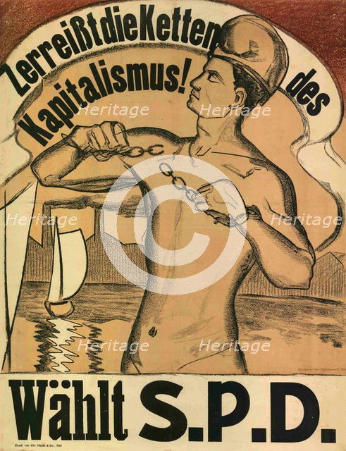 Break the chains of capitalism! Vote S.P.D., 1919. Creator: Anonymous.