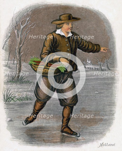 'Dutch Man Skating with a Basket of Vegatables', 1809.Artist: W Dickes