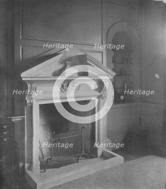 Fireplace in the study, Harrington House, Bourton-on-the-Water, Gloucestershire, 1926. Artist: Unknown.
