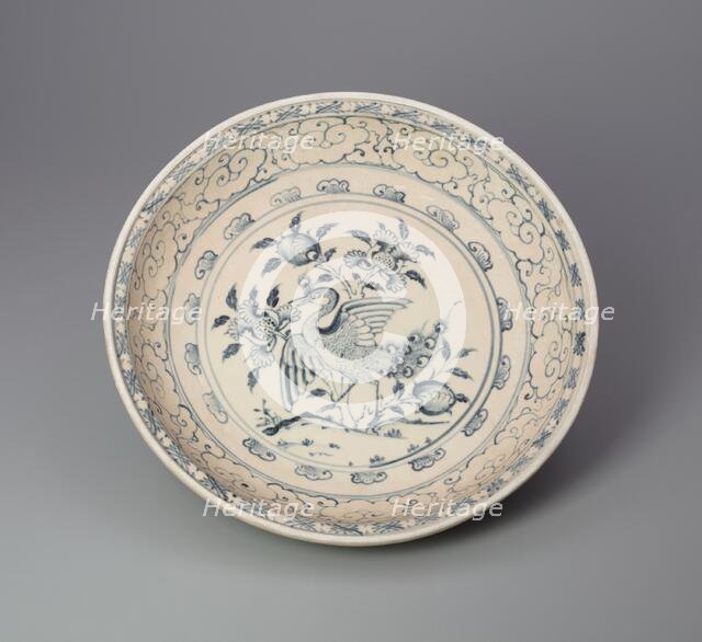 Dish with Peacock and Floral Motif, 15th century. Creator: Unknown.
