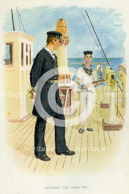 Royal Navy Lieutenant and signal boy, c1890-c1893. Artist: Unknown