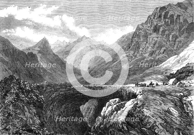 The Inca's Bridge (natural formation), Pass of Uspallata, South America, 1868. Creator: Mason Jackson.