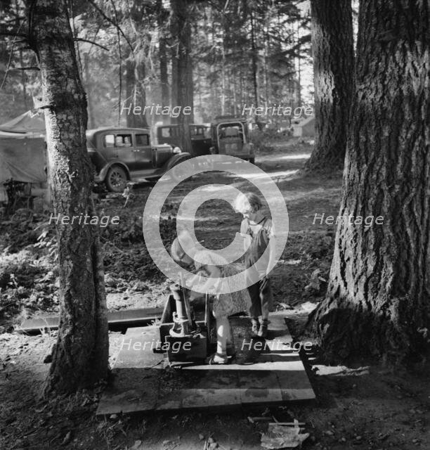 Children in large private bean pickers camp, near West Stayton, Marion County, Oregon, 1939. Creator: Dorothea Lange.