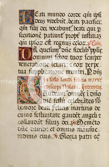 Initial G: Two Dancing Putti; Missal of Bishop Antonio Scarampi, 1567. Creator: Fra Vincentius a Fundis.