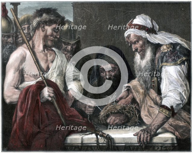 'Plaiting the Crown of Thorns', 1875. Artist: Unknown