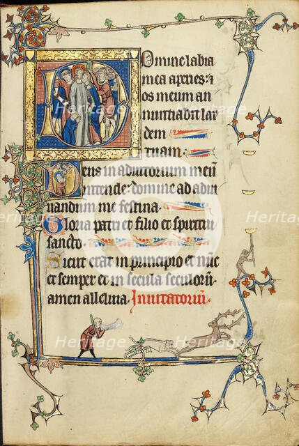 Initial D: The Betrayal of Christ; Initial D: Christ in the Clouds and Nuns in Prayer, about 1300. Creator: Unknown.