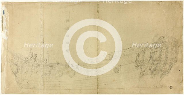 Ship Constructor's Drawing for Dutch Galleon, n.d. Creator: Willem van de Velde I.