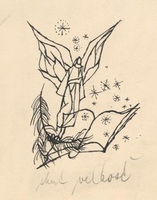 Angel hovering over a book, 1940-1944. Creator: Ján Novák.