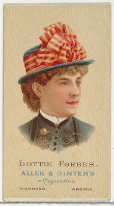 Lottie Forbes, from World's Beauties, Series 2 (N27) for Allen & Ginter Cigarettes, 1888., 1888. Creator: Allen & Ginter.