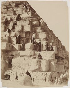 Posing for Pictures on the Great Pyramid at Giza, between 1860 and 1900. Creator: Zangaki.