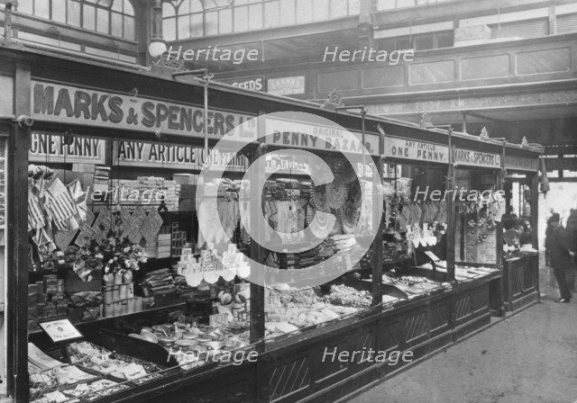Marks & Spencer's stall in the covered market, Cardiff, 1901. Artist: Unknown