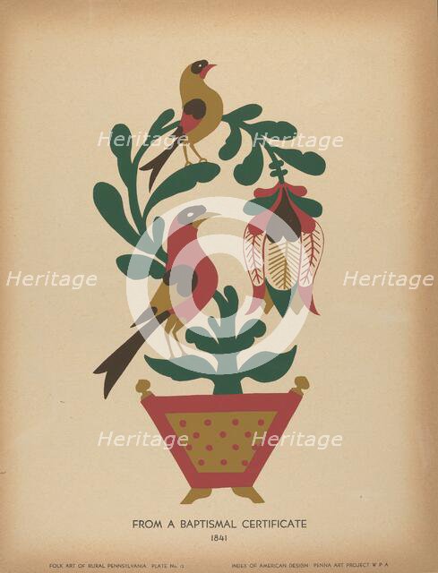 Plate 12: From the Portfolio "Folk Art of Rural Pennsylvania", c. 1939. Creator: Unknown.
