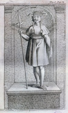 Garcilaso de la Vega, Inca prince, engraving of 1704 from the work 'Histoire des Yncas, Rois du P…