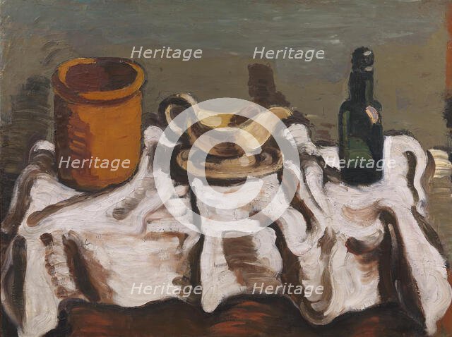 Still Life with a Jar, a Sauceboat and a Bottle, 1920. Creator: Vilhelm Lundstrom.