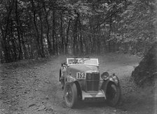 MG Magna competing in the B&HMC Brighton-Beer Trial, Fingle Bridge Hill, Devon, 1934. Artist: Bill Brunell.