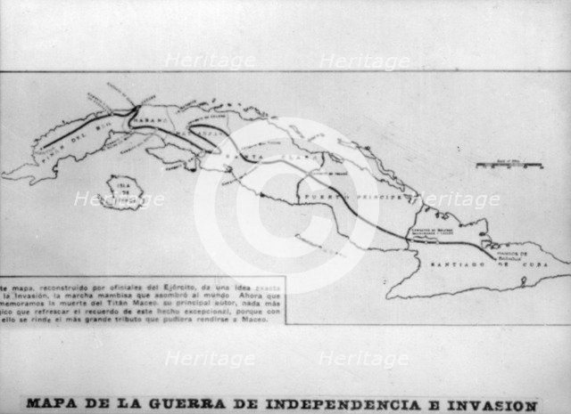 Map of the war of independence and invasion, (1895), 1920s. Artist: Unknown