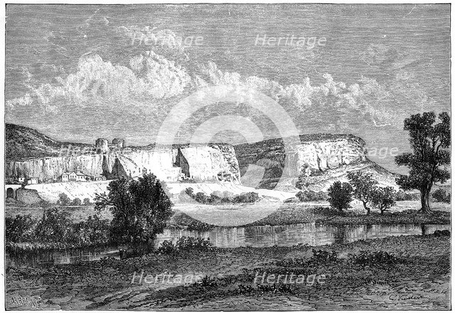 The rocks of Inkerman, Crimea, Ukraine, 19th century.Artist: Charles Barbant