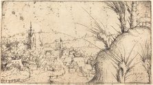 Landscape with a Town at Left, 1549. Creator: Augustin Hirschvogel.