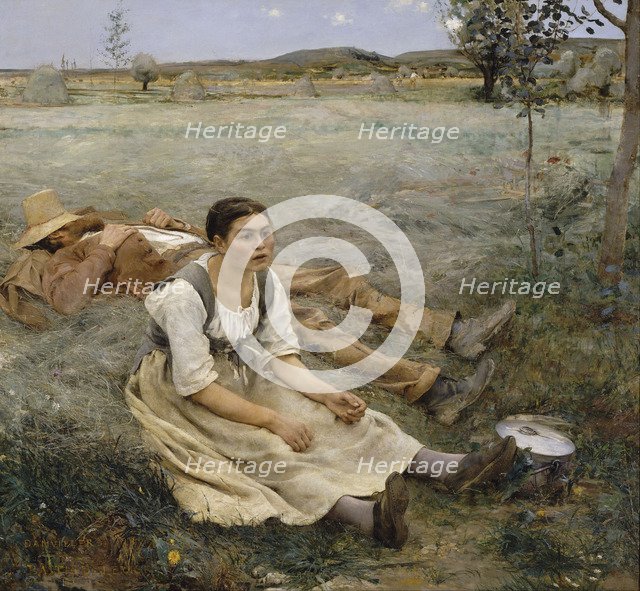 Hay making, 1877. Artist: Bastien-Lepage, Jules (1848-1884)