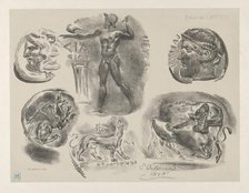 Studies of Six Greek Coins, 1825., 1825. Creator: Eugene Delacroix.