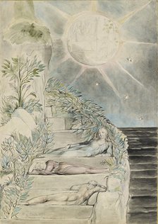 Dante and Statius sleeping, Virgil watching (illustration to the 'Divine Comedy', Purgatorio XXVII), Artist: William Blake.