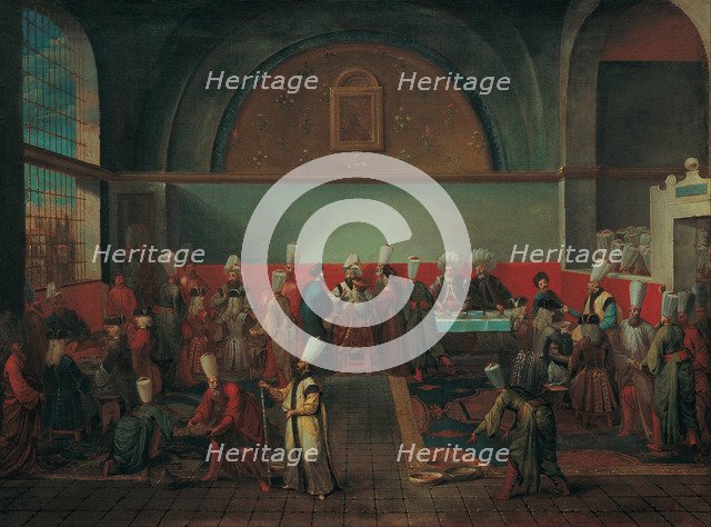 Dinner at the Palace in Honour of an Ambassador, 1720s. Artist: Vanmour (Van Mour), Jean-Baptiste (1671-1737)