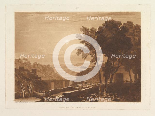 The Bridge and Goats (Liber Studiorum, part IX, plate 43), April 23, 1812. Creator: JMW Turner.