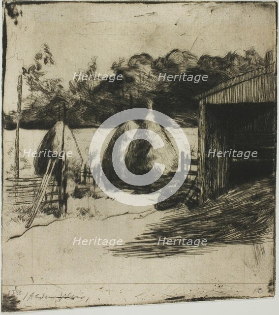 The Haystacks, 1887/89. Creator: Julian Alden Weir.