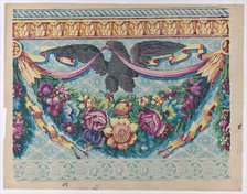 Sheet with an eagle atop a festoon of flowers, late 18th-mid-19th ce..., late 18th-mid-19th century. Creator: Anon.