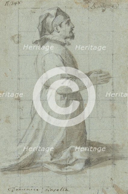 Kneeling founder wearing a Fraternity Cap, 1630-1639. Creator: Domenico Fiasella.