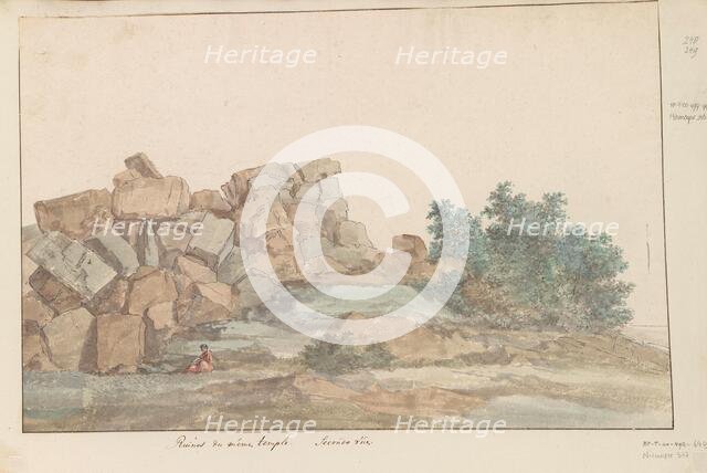 Remains of Zeus Olympus Temple at Agrigento, 1778. Creator: Louis Ducros.