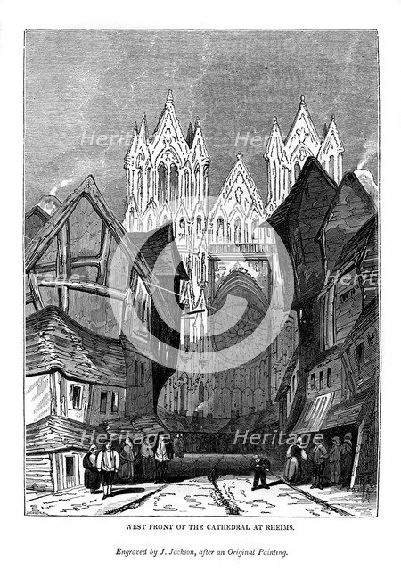 West front of the Cathedral at Rheims, 1843. Artist: J Jackson