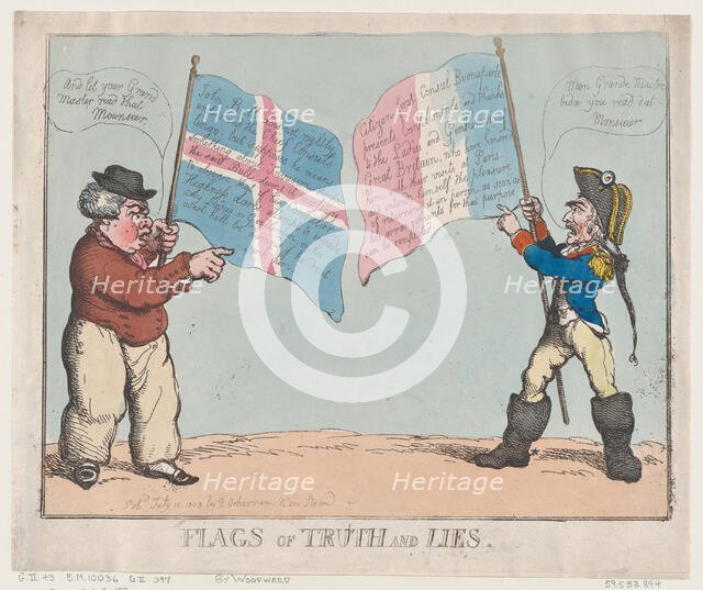 Flags of Truth and Lies, July 10, 1803., July 10, 1803. Creator: Thomas Rowlandson.