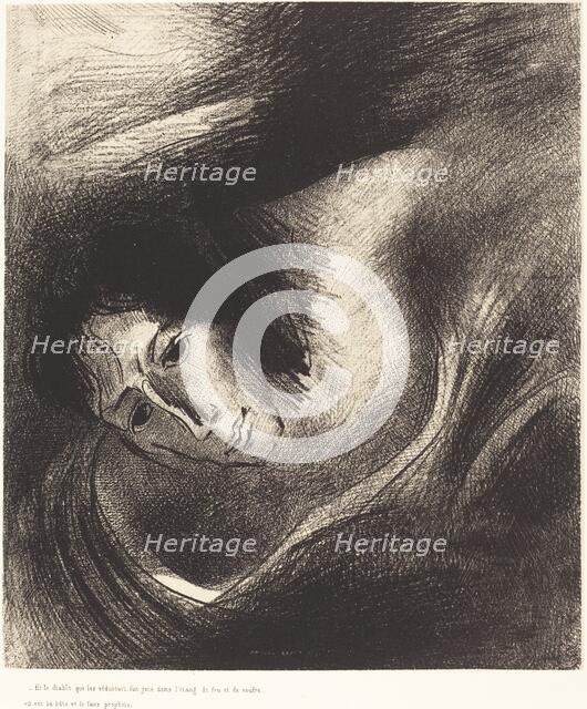 Et le diable qui les seduisait, fut jete dans l'etang de feu et de soufre, ou es la b ete et..., 189 Creator: Odilon Redon.