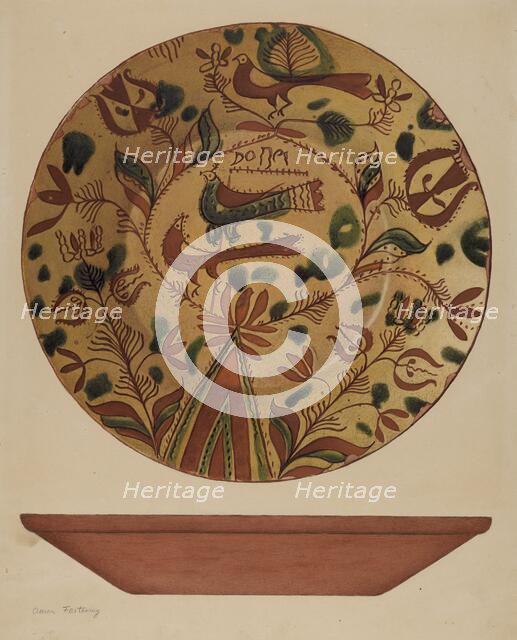 Pa. German Plate, c. 1941. Creator: Aaron Fastovsky.