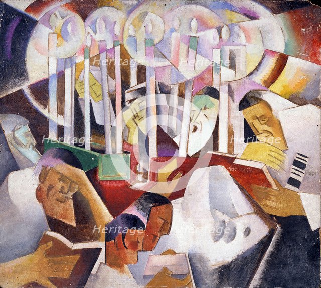 Candles and figures. Artist: Baranov-Rossiné, Vladimir Davidovich (1888-1942)