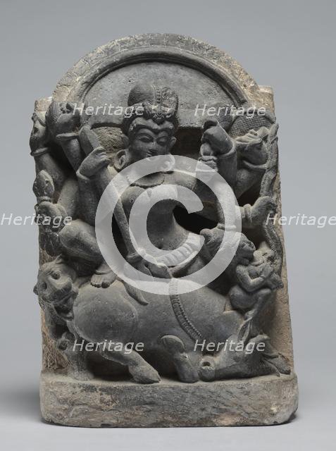 Durga Slaying the Buffalo Demon Mahisha, 800s. Creator: Unknown.