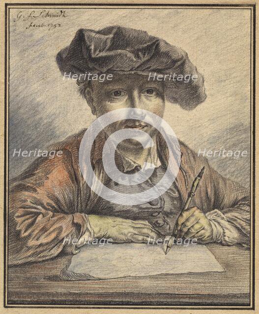 Self-Portrait Sketching, 1752. Creator: Georg Friedrich Schmidt.