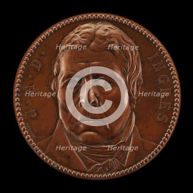 Jean-Auguste-Dominique Ingres, 1780-1867, Artist [obverse], 1867. Creator: Jean Baptiste Eugène Farochon.