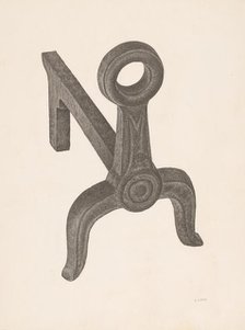 Andiron (one of pair), c. 1940. Creator: Jacob Lipkin.