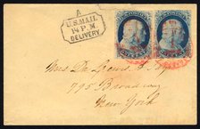 New York Carrier cancel cover, c. 1855. Creator: Unknown.